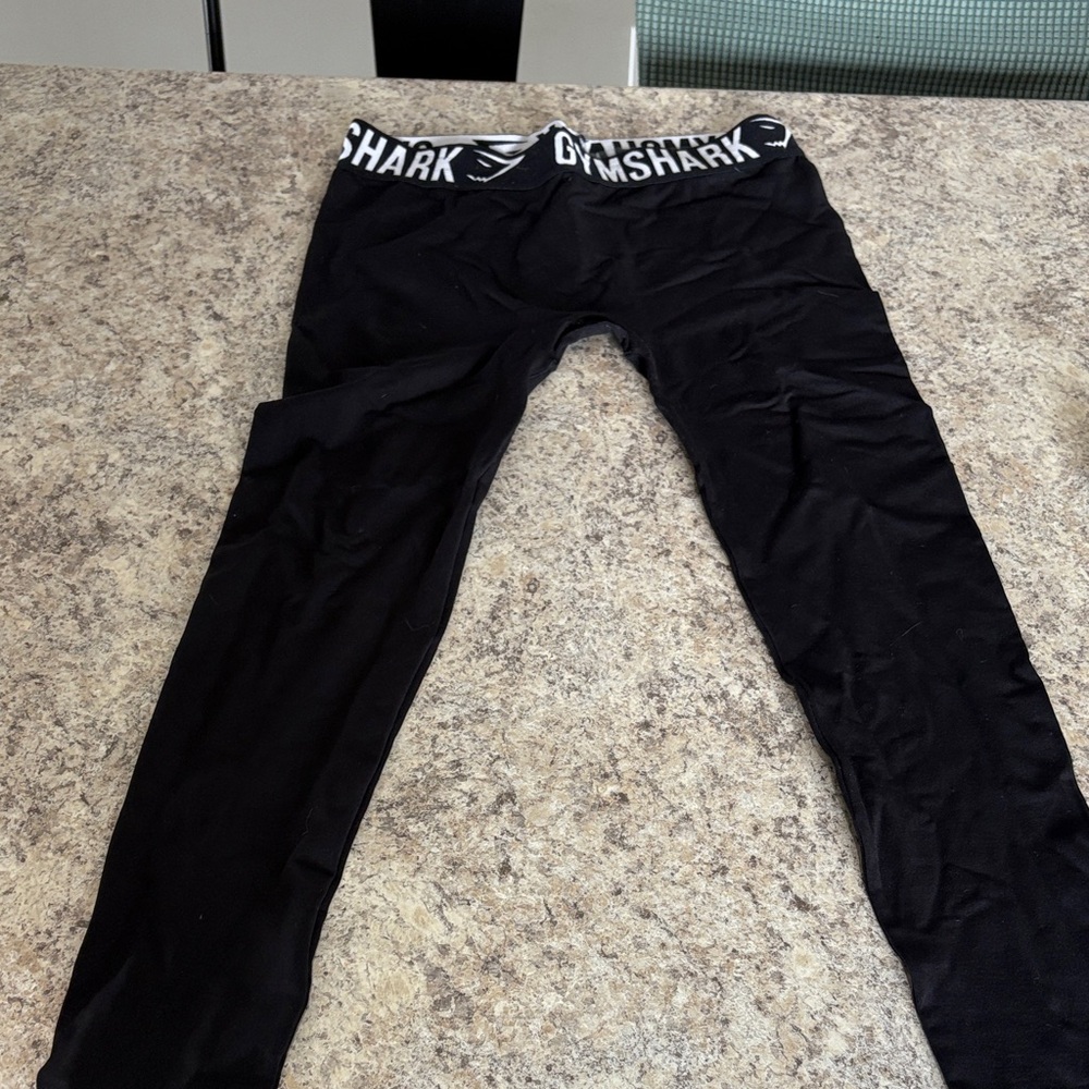 Gymshark Black High-Rise Performance Leggings with Logo Waistband